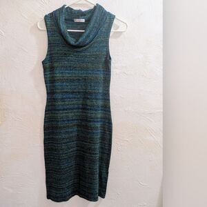 Sleeveless Striped Blue and Green Dress
